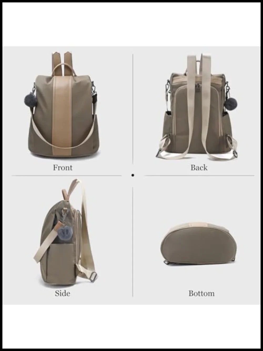 Waterproof Nylon Anti-Theft Backpack Purse Lightweight Rucksack Shoulder Bag